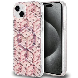 Oryginalne Etui GUESS Hardcase GUHMP15SHGCUSTGP do iPhone 15 (Kompatybilny z Magsafe / IML GCUBE / różowy)