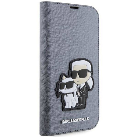 Karl Lagerfeld KLBKP14LSANKCPG iPhone 14 Pro 6.1" bookcase silver/silver Saffiano Karl & Choupette