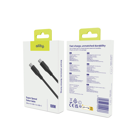 Allity kabel AUC-02 USB-C - USB-C 1,0 m 100W czarny
