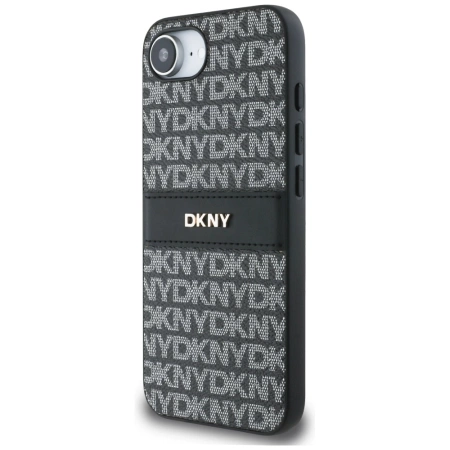DKNY Repeat Texture Pattern with Tonal Stripe case for iPhone 16e - black