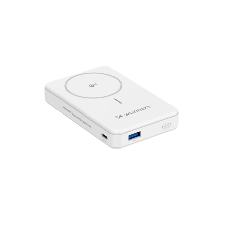 Powerbank Wozinsky WLWP-10KA0Y3WS 22,5W PD Qi2 10000 mAh, mit Ständer, 1x USB-A, 1x USB-C - weiß