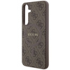 Guess 4G Collection Leder-Metall-Logo MagSafe-Hülle für Samsung Galaxy S24+ – braun