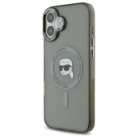 Karl Lagerfeld nakładka do iPhone 16 Plus 6,7" KLHMP16MHLSKIK czarna Hardcase IML Metal Karl Head MagSafe