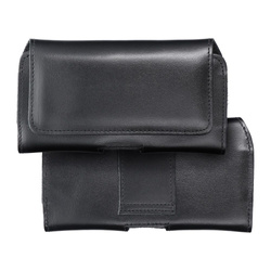 Skórzana uniwersalna kabura pozioma do paska - ROYAL / czarny - Rozmiar 2XL - do SAMSUNG A21s / S20 ULTRA / S21 ULTRA / A70 / A71 / XIAOMI REDMI 9 / HUAWEI P SMART PRO