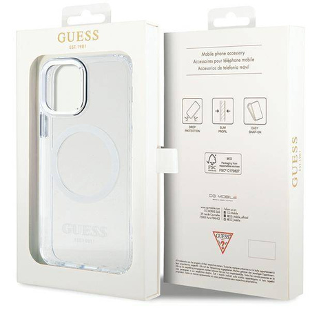 Guess GUHMP12MHTRMS iPhone 12/12 Pro 6.1" srebrny/silver hard case Metal Outline Magsafe