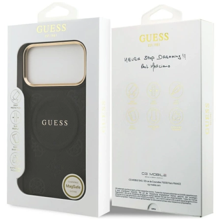 Guess Peony Hot Stamp MagSafe Case for iPhone 17 Pro Max - Black