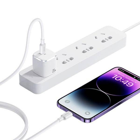 USAMS Lad. network. 1xUSB-C PD20W PD3.0 Fast Charging US-CC183 + USB-C/Lightning cable US-SJ610 white/white YX Series YXXLOGTC03