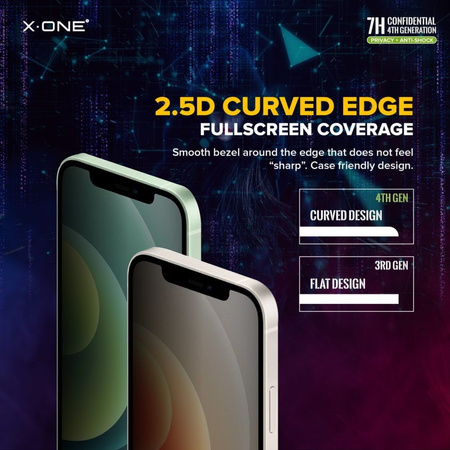 Szkło hartowane X-ONE Extreme Shock Eliminator 4th gen. Privacy - do iPhone 14 Pro