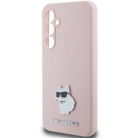 Karl Lagerfeld Choupette Metal Pin-Hülle aus Silikon für Samsung Galaxy S23 FE – Rosa