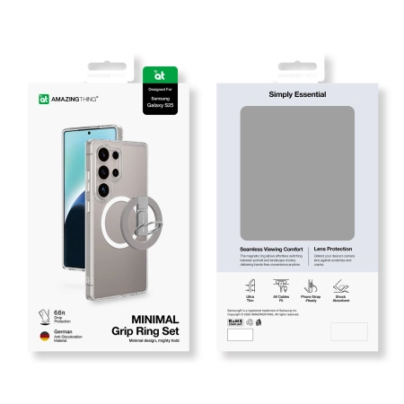 AmazingThing Minimal Mag Case with Magnetic Ring and Magnetic Ring for Samsung Galaxy S25 - Transparent