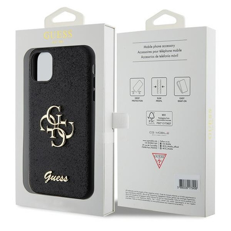 Original Handyhülle IPHONE 11 / XR Guess Hardcase Glitter Script Big 4G (GUHCN61HG4SGK) schwarz
