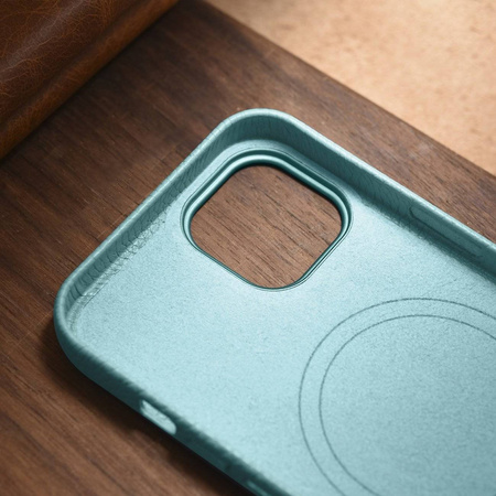 iCarer Litchi Premium Leather Case skórzane etui iPhone 14 magnetyczne z MagSafe zielony (WMI14220709-GN)