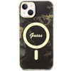 Guess, GUHMP14MHTMRSK iPhone 14 Plus 6,7" schwarz/schwarzes Hardcase Golden Marble MagSafe