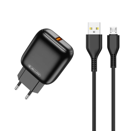 JELLICO Netz-Ladegerät C32 18W 1xUSB QC3.0 + Kabel Micro USB schwarz