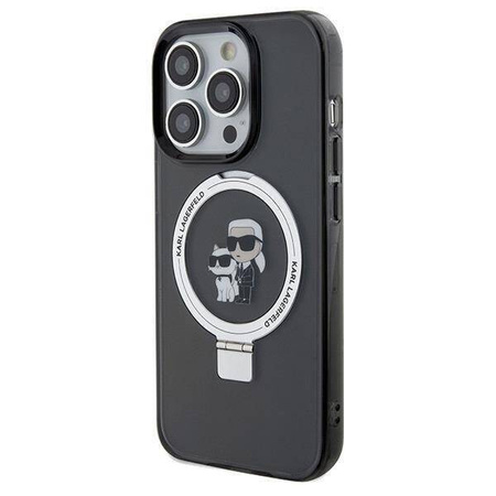 Original Handyhülle IPHONE 13 PRO MAX Karl Lagerfeld Hardcase Ring Stand Karl&Choupettte MagSafe (KLHMP13XHMRSKCK) schwarz