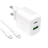Puro PROLITE 25W USB-A / USB-C wall charger + USB-C - USB-C cable 1.2m - white