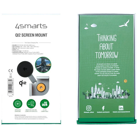 Uchwyt magnetyczny 4smarts Screen Mount  Qi2 na monitor do smartfonów szary