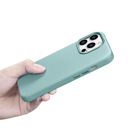 iCarer Case Leather genuine leather case for iPhone 14 Pro Max grün (WMI14220712-GN) (MagSafe compatible)