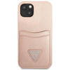 Schutzhülle IPHONE 13 Guess Hardcase Saffianotriangle Logo Cardslot (GUHCP13MPSATPP) rosa
