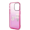 Original Handyhülle IPHONE 14 PLUS Karl Lagerfeld Hardcase Gradient Ikonik Karl & Choupette (KLHCP14MTGKCP) rosa