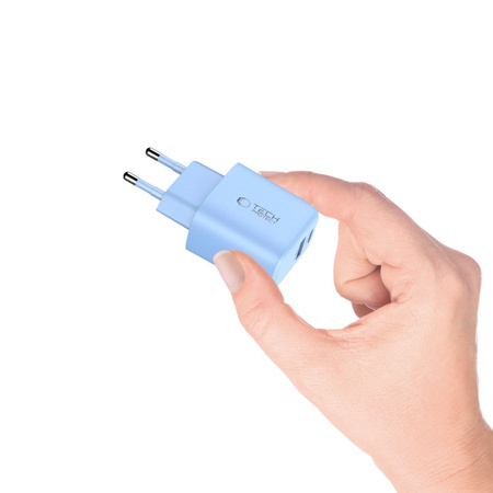 TECH-PROTECT NCA20 2-PORT NETWORK CHARGER PD 20W / QC3.0 BABY BLUE