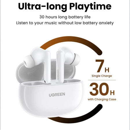 Ugreen HiTune T6 kabellose Kopfhörer mit ANC-Funktion + USB-A – USB-C-Kabel – Weiß