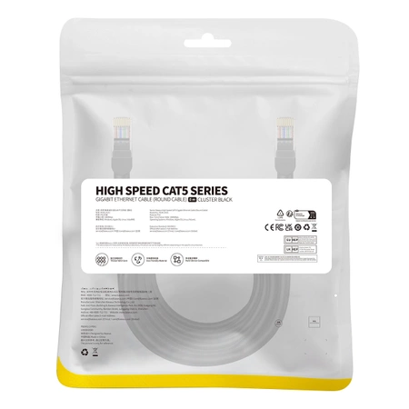 Baseus High Speed ​​Cat 5 RJ-45 1000 Mbit/s Ethernet-Kabel 8 m rund – Schwarz