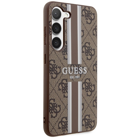 Guess 4G Printed Stripe - Etui Samsung Galaxy S23 (brązowy)