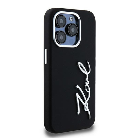 Original Case IPHONE 15 PRO MAX Karl Lagerfeld Silicone Metal Script Logo black