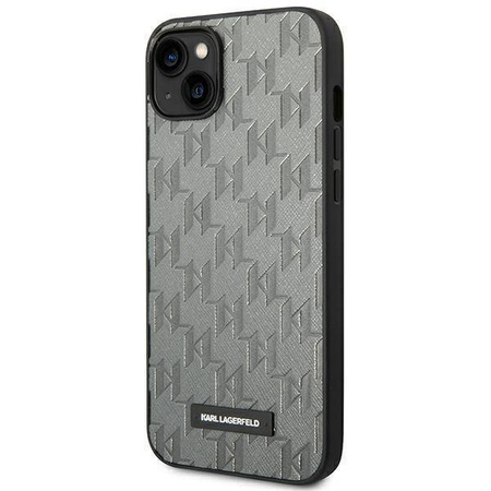 Oryginalne Etui IPHONE 14 PLUS Karl Lagerfeld Hardcase Saffiano Mono Metal Logo (KLHCP14MSAKLHPG) szare