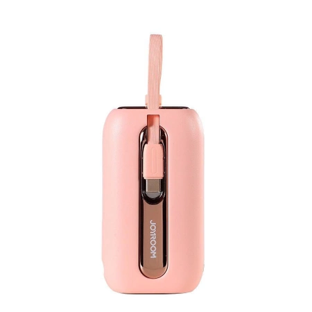 Joyroom mini powerbank 10000mAh Colorful Series 22.5W z 2 wbudowanymi kablami USB C i Lightning różowy (JR-L012)