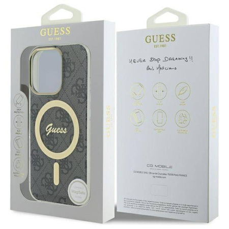 Original Handyhülle IPHONE 16 PRO MAX Guess Hardcase IML 4G MagSafe (GUHMP16XH4STK) schwarz