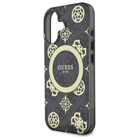Original Case IPHONE 16 Guess Hardcase IML Peony On 4G Background MagSafe (GUHMP16SH4PYEEK) black