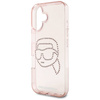Original Case IPHONE 16 Karl Lagerfeld Hardcase IML Rhinestones Karl Head pink