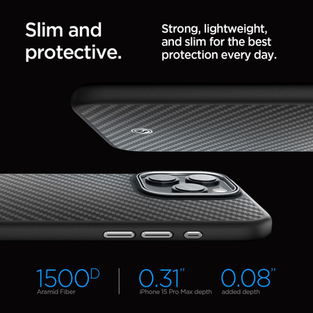 Spigen Enzo Aramid Mag Case with MagSafe for iPhone 15 Pro Max - Matte Black