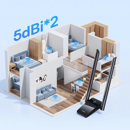 Baseus FastJoy B01317600111-05 1300 Mbit/s USB-Netzwerkkarte – Schwarz
