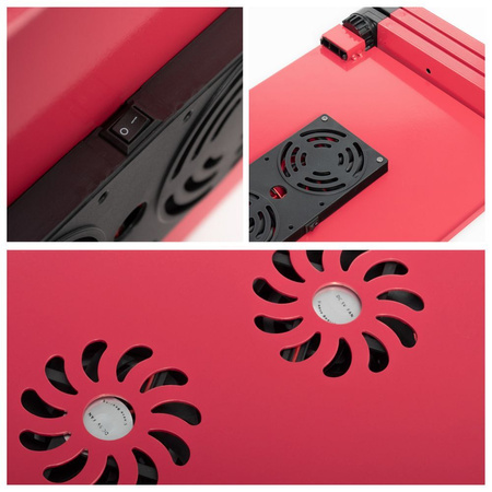 Podstawka pod laptop uniwerslna regulowana + chłodzenie YL-803 czerwona