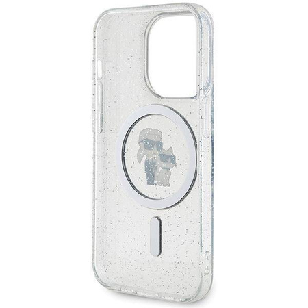 Karl Lagerfeld Karl&amp;Choupette Glitter MagSafe case for iPhone 15 Pro - transparent