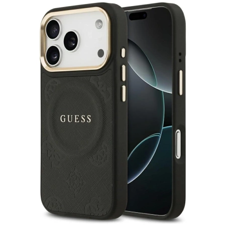 Guess Peony Hot Stamp MagSafe Case for iPhone 17 Pro - Black