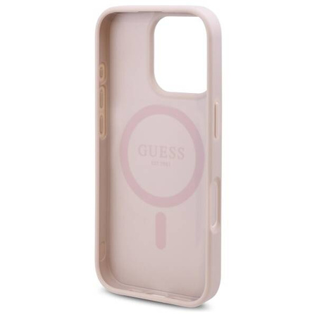 Oryginalne Etui IPHONE 16 PRO Guess Hardcase 4G Flowers Print MagSafe (GUHMP16LP4ROPEMCP) różowe