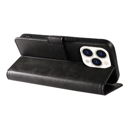 Leather Book Case für iPhone 16 – Schwarz