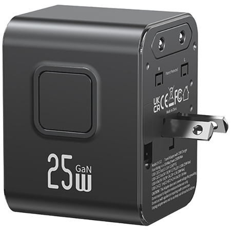 Ładowarka sieciowa USAMS Travel Adapter  CC309 2xUSB-C 25W 4w1 US/AU/EU/UK czarny