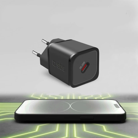 Ładowarka sieciowa SBS TETRGAN1C20K 20W GaN USB-C z Power Delivery - czarna