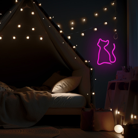 Neon LED KOT różowy Bat + USB FLNE04 Forever Light