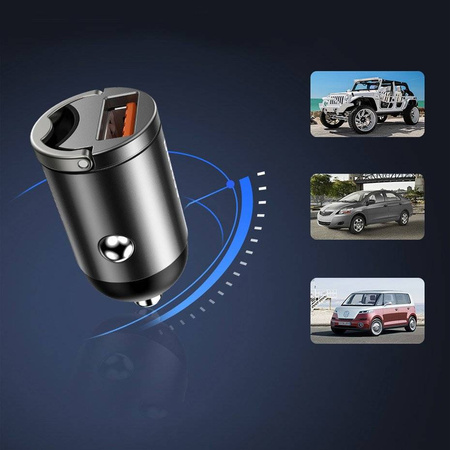 Baseus Tiny Star PPS mini inteligentna ładowarka samochodowa USB 30W Quick Charge 3.0 szary (VCHX-A0G)