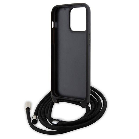 Karl Lagerfeld Crossbody Saffiano Monogram Metal Pin Karl &amp; Choupette Case for iPhone 15 Pro Max - Black
