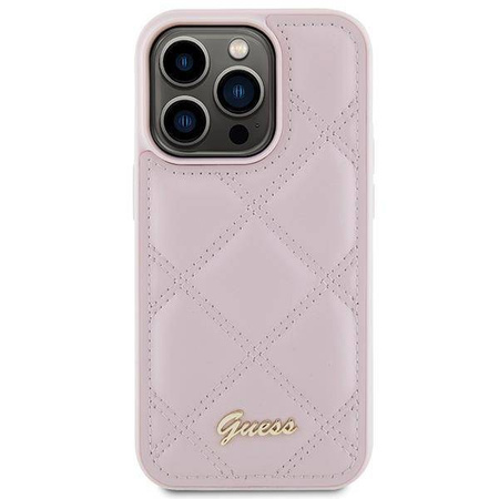 Guess Quilted Metal Logo case for iPhone 15 Pro - pink