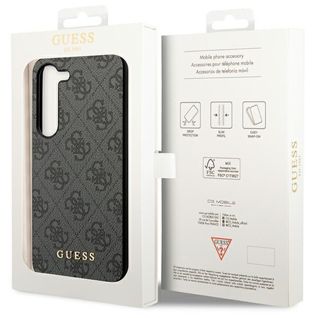 Guess 4G Metal Gold Logo Hülle für Samsung Galaxy S24+ - Schwarz