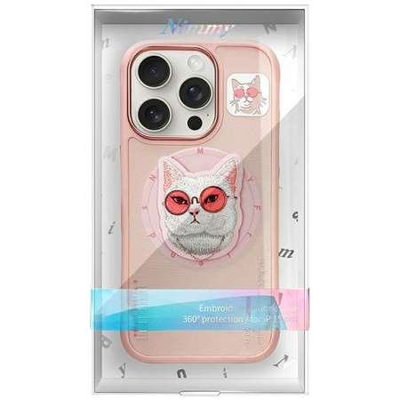 Etui Nimmy Glasses Cool Cat MagSafe do    iPhone 16 Pro różowy