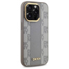 Original Handyhülle IPHONE 14 PRO DKNY Hardcase Leather Checkered Mono Pattern MagSafe (DKHMP14LPCPVSLE) beige